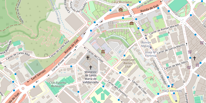 Mapa de la zona de CosmoCaixa Barcelona